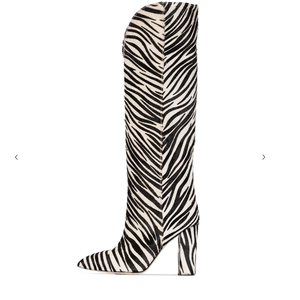 New Arrivals Ladies Chunky Heels Slip on Zebra Pattern <strong>Wide</strong> Calf Women <strong>Knee</strong> <strong>High</strong> Winter <strong>Boots</strong> - Product Image 2