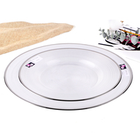 Assiette de présentation ronde en verre texturé avec bordure argentée, transparente, pour décoration de table de mariage et événements, vente en gros à prix abordable