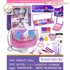 Ensemble de <span class=keywords><strong>maquillage</strong></span> réel pour enfants unisexe, lavable, jeu de simulation, cosmétiques <span class=keywords><strong>licorne</strong></span> avec sac, boîte de couleur emballée, cadeau d'anniversaire, jouet - Product Image 4