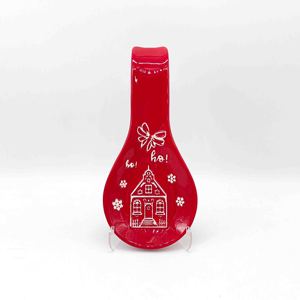 Plat à beurre en céramique rouge de Noël avec couvercle en bambou, motif <span class=keywords><strong>maison</strong></span> de <span class=keywords><strong>pain</strong></span> <span class=keywords><strong>d</strong></span>'<span class=keywords><strong>épices</strong></span> festif pour la <span class=keywords><strong>d</strong></span>écoration de table de Noël - Product Image 3