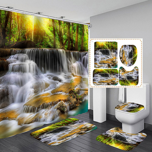 <span class=keywords><strong>Rideau</strong></span> de <span class=keywords><strong>douche</strong></span> <span class=keywords><strong>lavable</strong></span> imperméable en polyester d'impression 3D de lac de cascade naturelle pour la baignoire - Product Image 2