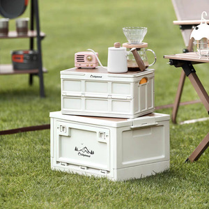 Diplomat <b>Storage</b> <b>Box</b> 24L Collapsible <b>Camping</b> Outdoor Mobile Dining With Wooden Lid - Product Image 1