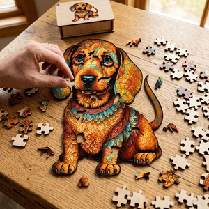 Hamaileon Puzzles en bois personnalisés avec motifs imprimés en couleur UV, puzzle en bois non compressé pour adultes, Teckel à grandes oreilles - Product Image 1