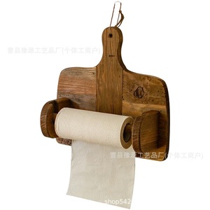 Solid Wood <b>Paper</b> Towel Holder Wall Mounted Rectangle <b>Kitchen</b> Storage Rack For Home Decorative Use - Product Image 2