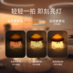Mushroom Night <b>Light</b> Soft Glow Tap Control USB Powered Bedroom <b>Sleep</b> Lamp - Product Image 4