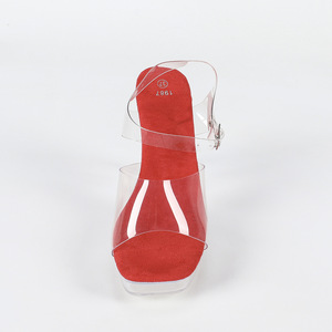 12cm talons hauts sandales Transparent talon épais pôle chaussures de danse pour filles fête Club femmes sandales à talons femmes chaussures de danse - Product Image 5