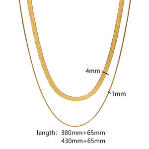 Mehrlagige Halskette Doppellagige Edelstahl 18K Vergoldete Klingenkette Damen Modeschmuck Anlauffreie Halskette - Product Image 5