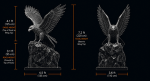 Statue d'aigle chauve en bronze aux ailes écartées, sculpture d'aigle en métal sur rocher pour la décoration extérieure de jardin, pelouse, patio, cour et aménagement paysager - Product Image 6