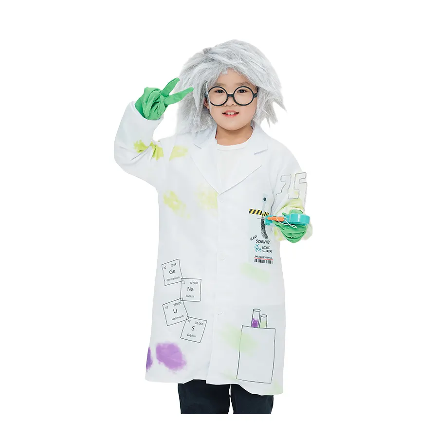 Uniforme da scienziato da laboratorio per bambini professionisti di Frankenstein per la casa dei giochi e l'abbigliamento da ospedale