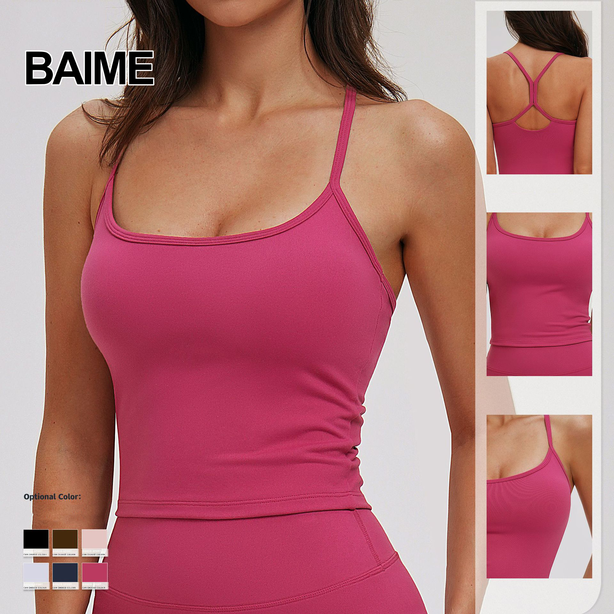 Women's Yoga Tight Yoga Vest for Outerwear Casual and Versatile Shoulder Strap Vest Running Sports Bra