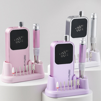 Ponceuse à ongles personnalisable avec logo, moteur sans noyau, écran LED portable et base, idéale pour salons, spas et académies de manucure