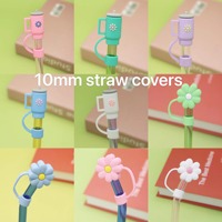 Dessin animé lapin amour fleur Silicone paille couverture en caoutchouc souple recyclable nuage pour boissons servant ensembles bouchon anti-poussière