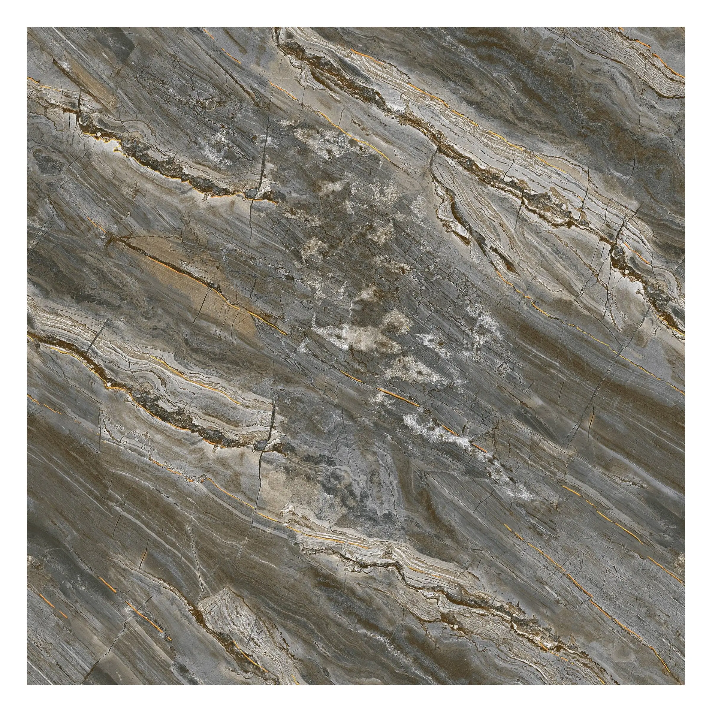 Unique luxury marble tile with gold inlay brown grey color vitrified floor tiles porcelain polished High Quality For Interior