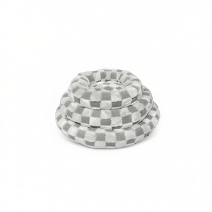 Coussin rond pour animaux de compagnie en poils de lapin gris, avec grille de beauté - Product Image 2