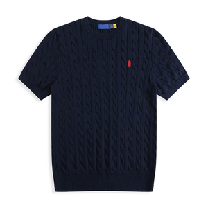 Pull-over décontracté à col rond et manches courtes 100 % coton uni pour homme, collection printemps-été, vente en gros transfrontalière pour jeunes garçons - Product Image 2