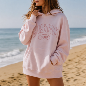 Sudadera con Capucha de Punto para Mujer, Tallas Grandes, Hombros Caídos, Estilo Vintage Americano, Logotipo Bordado con Diseño de Arco, Informal - Product Image 2
