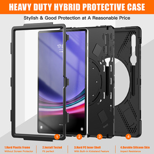 Casing <span class=keywords><strong>Tablet</strong></span> penutup kasar tugas berat untuk <span class=keywords><strong>Samsung</strong></span> Galaxy tab S10 Ultra 14.6 inci 2024 tali bahu bawaan