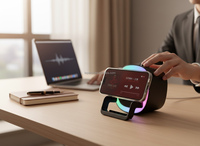 4 en 1 pour haut-parleur Bluetooth, chargeur sans fil, lumière d'ambiance LED RGB, support de téléphone, lampe de bureau personnalisée avec logo, veilleuse LDN2001-0