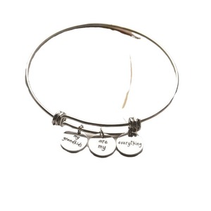 Stainless Steel <b>Bangle</b> With Cross And Pearl <b>Charm</b> God Is Good Tag Unisex Everyday Wear Jewelry - Product Image 4