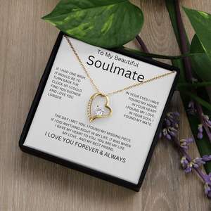 สร้อยคอจี้รูปหัวใจทองแดง My Beautiful Soulmate พร้อมการ์ดข้อความแบบกำหนดเอง - ของขวัญวันวาเลนไทน์สุดโรแมนติกแบบคลาสสิกสำหรับคู่รัก - Product Image 5