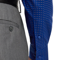 Chemise habillée formelle pour homme en coton/élasthanne, confortable et extensible, à col rabattu, à pois, avec bordure contrastée