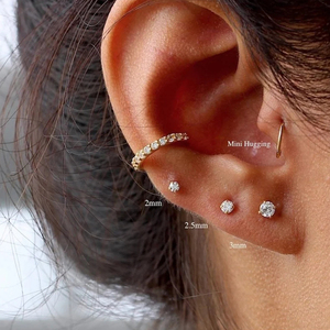 CANNER Juego de 3 Piezas de Aretes Clásicos con Incrustaciones de Moissanita de Cuatro Puntas, Estilo Simple y Moderno, 2/2.5/3mm, Plata S925 - Product Image 3
