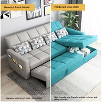 Sofá Cama Plegable de Tela Tecnológica, Doble Uso, Multifuncional, Combinación Telescópica Doble con Chaise Longue para Salas de Estar Pequeñas