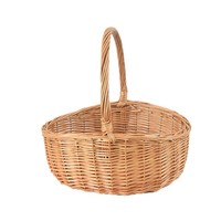 Panier de pique-nique portatif en osier tressé, style pastoral, pour le rangement des fruits et des produits frais