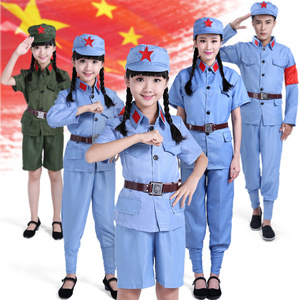 Disfraces de Actuación del Ejército de la Octava Vía para Adultos, Conjuntos de Uniformes Militares para Hombres y Mujeres, Ropa de Escenario, Tela de Poliéster - Product Image 3