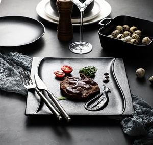 <span class=keywords><strong>Vajilla</strong></span> de cerámica con textura mate, color blanco <span class=keywords><strong>y</strong></span> negro, para restaurante - Product Image 4