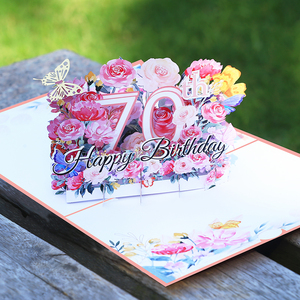 Corte láser Lindo 100th 30th 60th 80th Birthday Pop Up Card Tarjeta de <span class=keywords><strong>feliz</strong></span> <span class=keywords><strong>cumpleaños</strong></span> 3D Pop Up con nota en blanco y sobre - Product Image 6