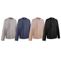 Nouvelle collection Automne/Hiver : T-shirt homme 100% coton, 275G, style vintage urbain, manches longues, ourlet roulé fendu, teint par pulvérisation, personnalisable pour usine de vêtements