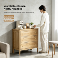 Commode moderne à 3 tiroirs en panneaux de particules avec finition grain de bois pour chambre, salon et couloir