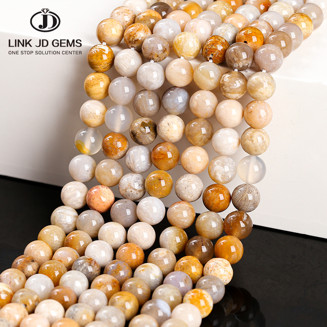 8mm Pick Size Yellow Matte Natural Stone Round Loose Flower Fossil Coral Gemstone Beads for Jewelry Making LINK JD GEMS JDYGD29