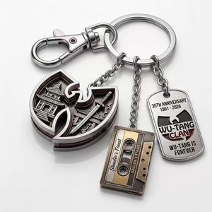 Porte-clés en métal Wu-Tang Clan 35e anniversaire avec pendentif Dog Tag et cassette, cadeau pour les fans - Product Image 1