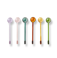 Cuillère à mélanger personnalisée en verre à haute teneur en borosilicate de couleur bonbon mignon Agitateurs de thé expresso en verre