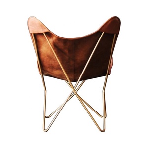Chaise Vintage en cuir pu à rabat, chaise papillon en cuir de Tan, housse et chaise classiques de fabrication indienne, facile à assembler - Product Image 3