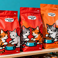 Sachet d'emballage alimentaire pour animaux de compagnie (chien, chat, poisson, oiseau) en Mylar à fond plat, personnalisé, avec fermeture éclair, disponible en 1kg, 2kg, 3kg, 5kg, 10kg, 15kg, 20kg