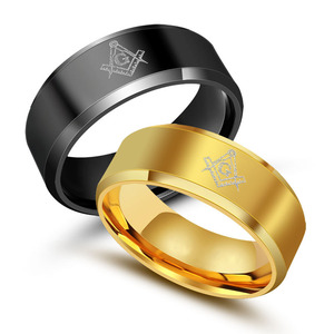 Men's Titanium Steel <b>Ring</b> Freemasonry Symbol Geometric Design SA579 Jewelry Gift - Product Image 1