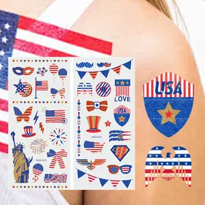 Tatuagem de decoração de bandeira americana tatuagens temporárias para crianças tatuagens patrióticas do dia da independência das mulheres