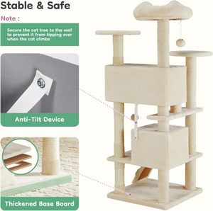 DUMOS Arbre à <span class=keywords><strong>chat</strong></span> d'intérieur de 54 pouces, multi-niveaux, <span class=keywords><strong>pour</strong></span> chats de grande taille, avec 2 niches, griffoirs, plateforme, petite échelle et jouets, capacité 30 lbs - Product Image 6