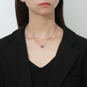 Japanese and Korean Style Jewelry Trendy Colorful Crystals Necklace Fashion <b>Titanium</b> Steel Small Waist Necklace for Women - Product Image 6