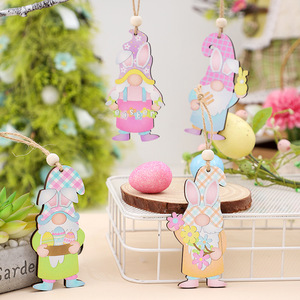 Nuovo Prodotto Decorazioni Pasquali 8 <span class=keywords><strong>Pezzi</strong></span>/Scatola Uova di Pasqua Simpatici Elfi Senza Volto Pendenti in Legno - Product Image 4