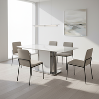 Ensemble de table à manger en marbre de luxe nordique moderne, 6 places, meubles pour appartement, salon, villa