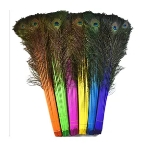 Pingente indiano com penas de pavão para olhos azuis, penas de pavão naturais brancas e baratas para fornecimento festivo