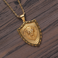 Pendentif animal en acier inoxydable plaqué or SN247 avec chaîne en corde, collier de bijoux hip-hop unisexe, cadeau de fête, à porter au quotidien