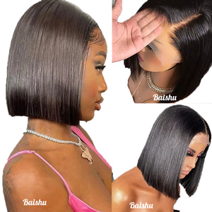 Perruques pour femmes 100% <span class=keywords><strong>cheveux</strong></span> humains brésiliens, coupe courte bob, avec dentelle transparente HD 4*4, styles brésiliens et vietnamiens, sans colle, vente en gros - Product Image 3