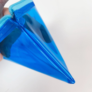 Custom Logo Clear PVC Zipper Pouch Translucent Plastic Stationery Ziplock <b>Bag</b> Cosmetics <b>Packing</b> Blue Zipper <b>Bag</b> for Shopping - Product Image 5