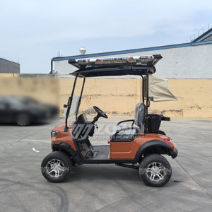 Carrito de golf eléctrico de 2 plazas naranja con techo y parabrisas para transporte de corta distancia - Product Image 5