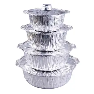 Heavy Duty Durable Aluminum Container Hot Pot Silver Food Disposable Aluminum Lid With Handle